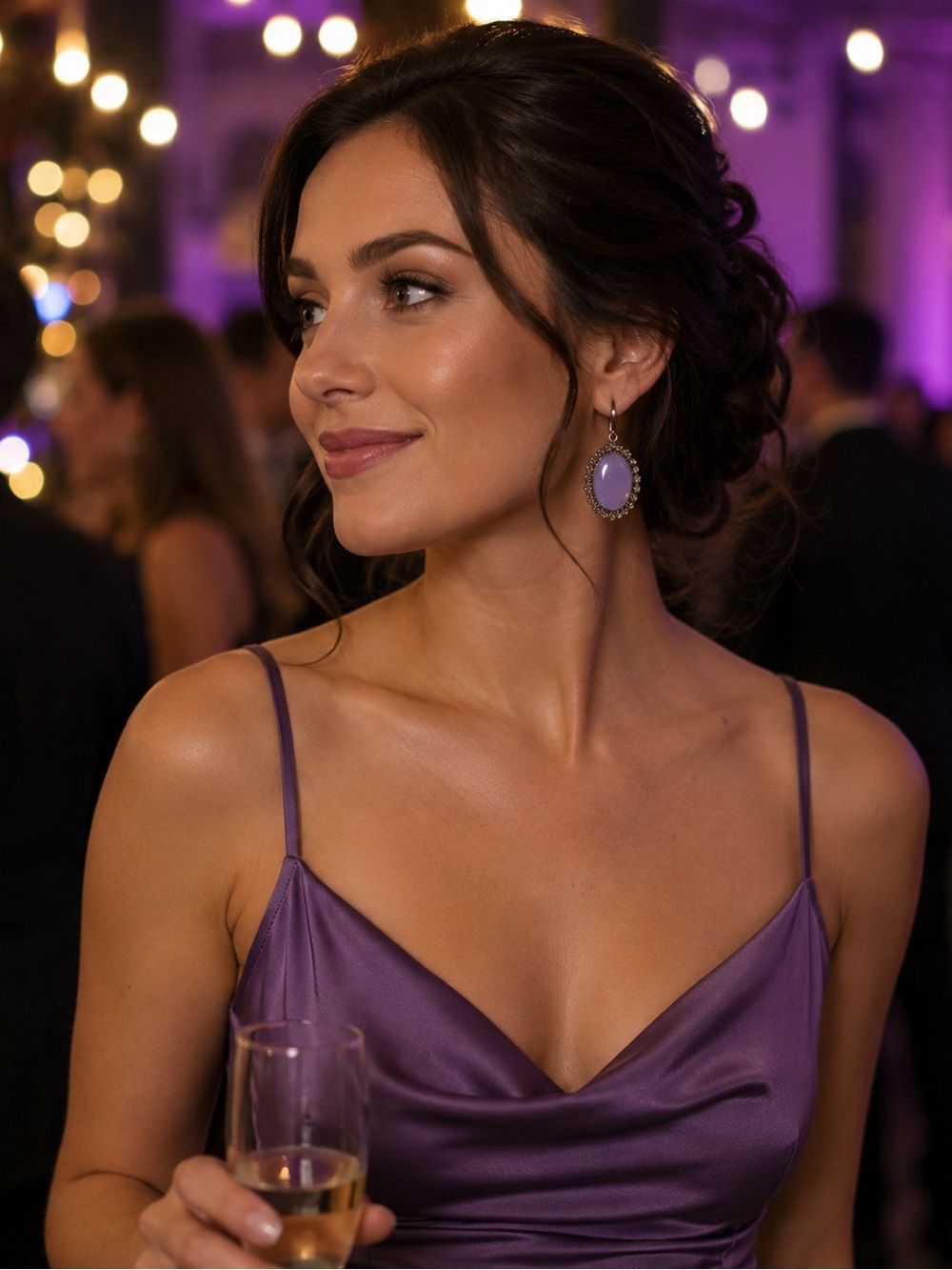 Purple Oval Earrings
